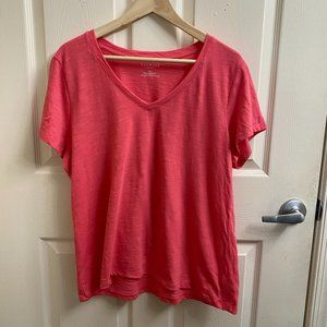 Talbots Slub V-neck, Short Sleeve Tee in Coral color, XL Petite